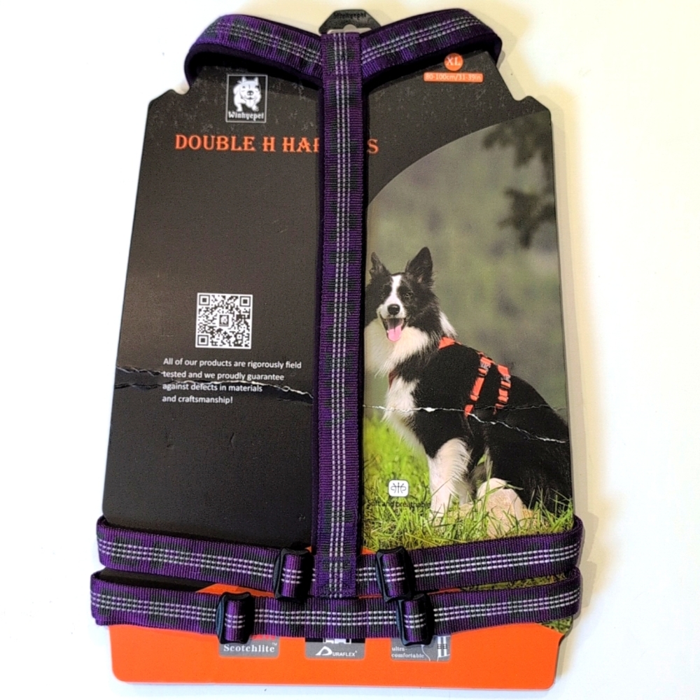 WinhyePet Double H Purple Reflective Dog Harness XL
